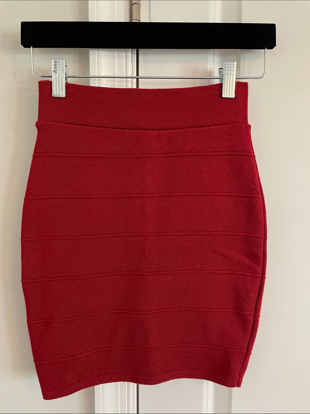 Red Knit Bodycon Skirt - Classic Women's Pencil Skirt